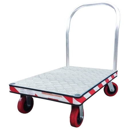 Pake Handling Tools Platform Truck, Aluminum Diamond Deck, 24'' x 48'', 5'' PU Casters, 2000 lb. Cap., Heavy Duty PAKAF2448